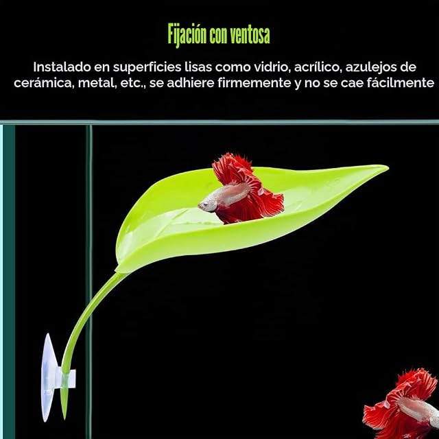 Foto 3 de 7 de Betta Bed - Hamaca de hojas, 3 piezas de plástico con ventosa para peceras pequeñas, reptiles, dragones…