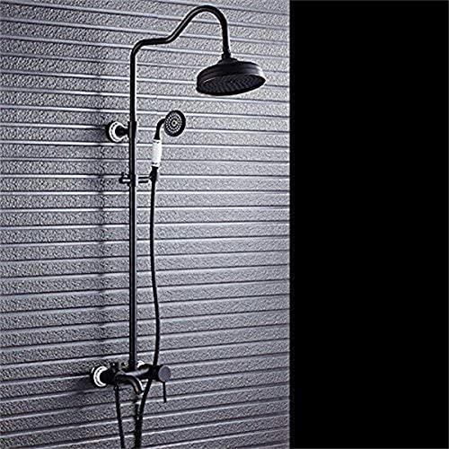 Mitigeur de douche noir vintage haute qualité avec ciel de pluie 8" et set de douchette