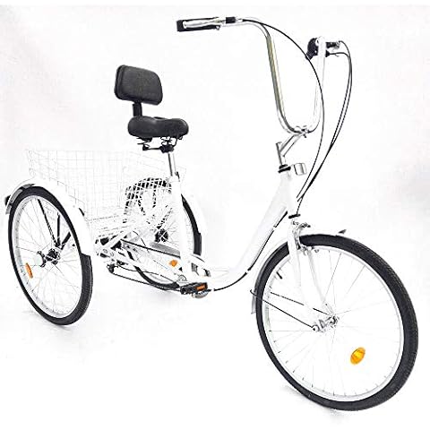 YUNRUX Dreirad mit Warenkorb 3 Rad Erwachsene Fahrrad 24 Zoll 6 Gänge Erwachsenendreirad Dreirad Cover