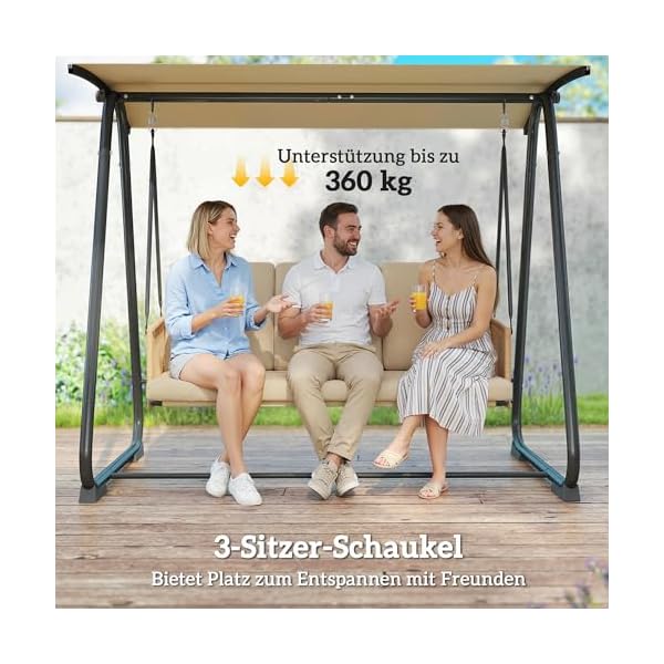 Outsunny Hollywoodschaukel 3-Sitzer Sand