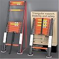 Telescopic Collapsible Telescoping Ladder Extension - 12.5 FT Tall Compact Aluminum Foldable Extendable Rv Telescope Ladders - Adjustable Retractable for House Roof Travel Trailers - 330lbs Capacity