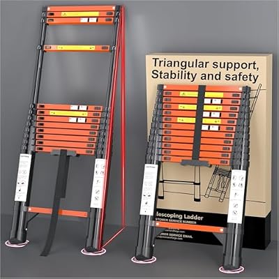Telescopic Collapsible Telescoping Ladder Extension - 12.5 FT Tall Compact Aluminum Foldable Extendable Rv Telescope Ladders - Adjustable Retractable for House Roof Travel Trailers - 330lbs Capacity