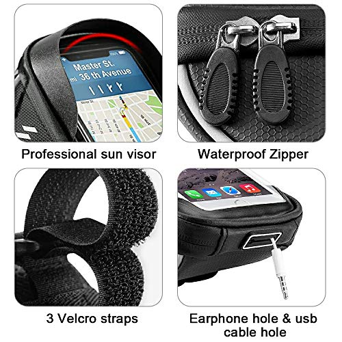 image for opamoo Bike Bicycle Phone Mount Bags - Waterproof Front Frame Top Tube