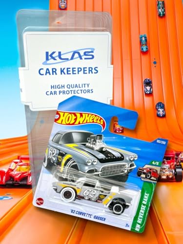 Hot Wheels '62 Corvette Gasser (Grey White, Yellow & Black) 4/5 HW Reverse Rake - 2025-182/250 (Short Card) - includes a KLAS Car Keeper Protector Case - JBB08