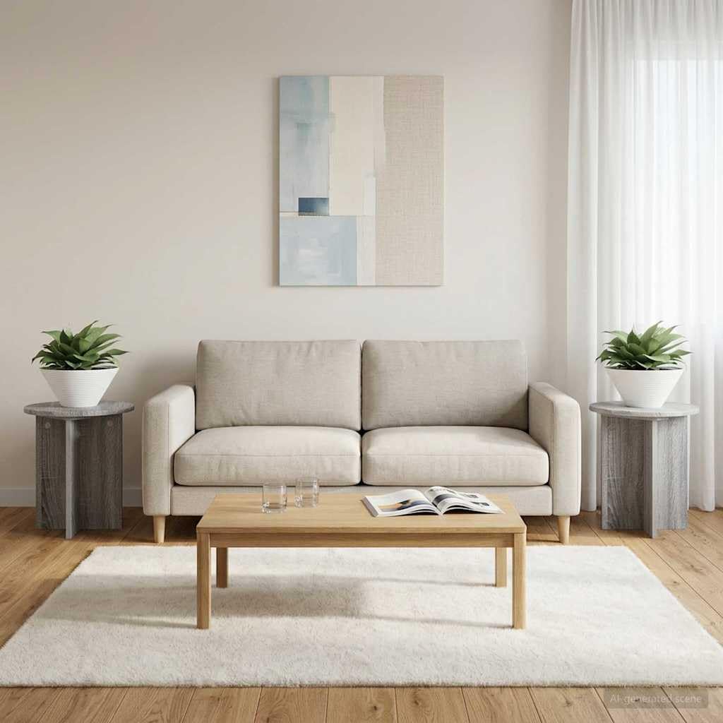 Soporte para plantas de diseño moderno en madera Sonoma gris juego de 2 estantes minimalistas