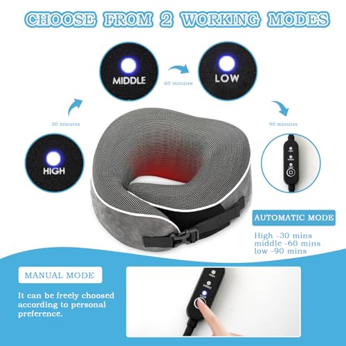 CAREHELS Heating Therapy Neck Pillow, Neck Support Pillow with USB Heating, Cervical Travel Pillow for Neck Fatigue Stiff Relief, Adjustable Warm Temperature, Neck Care Gift for Travel and sleeping - Image 5