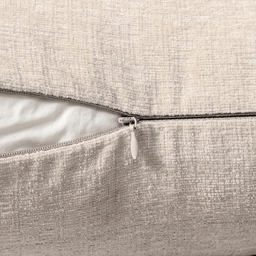 Image of MIULEE Pack of 2 Couch Throw Pillow Covers 18x18 Inch Soft Light Brown Chenille Pillow Covers for Sofa Living Room Solid Dyed Pillow Cases