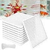 Aquarium Trennwand,10 Stück 30x30CM Aquariumteiler Für Bodenschutz Mit 20 Halterungen Und 50 Kabelbindern,Aquarium Tank Grid Trennung,Fisch Tank Isolation Divider Für Aquascaping,Bodenschutz,Weiß