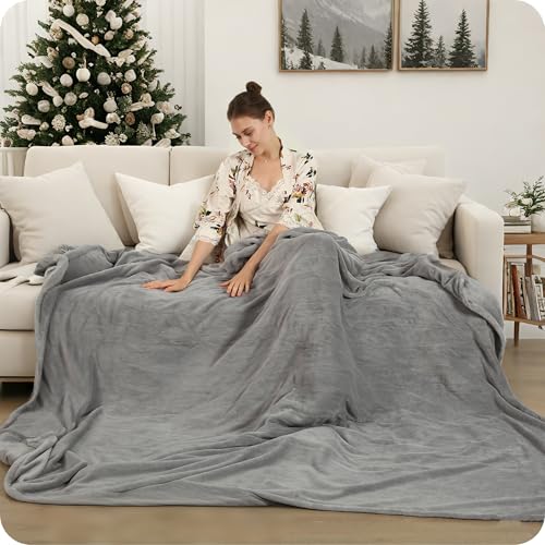 Electric Heated Blanket 72'x84' Full Size with 4 Heating Levels and 10 Hours Auto-Off Large Oversized Heating Blanket with Soft Plush Fabric for Bedding - Gray