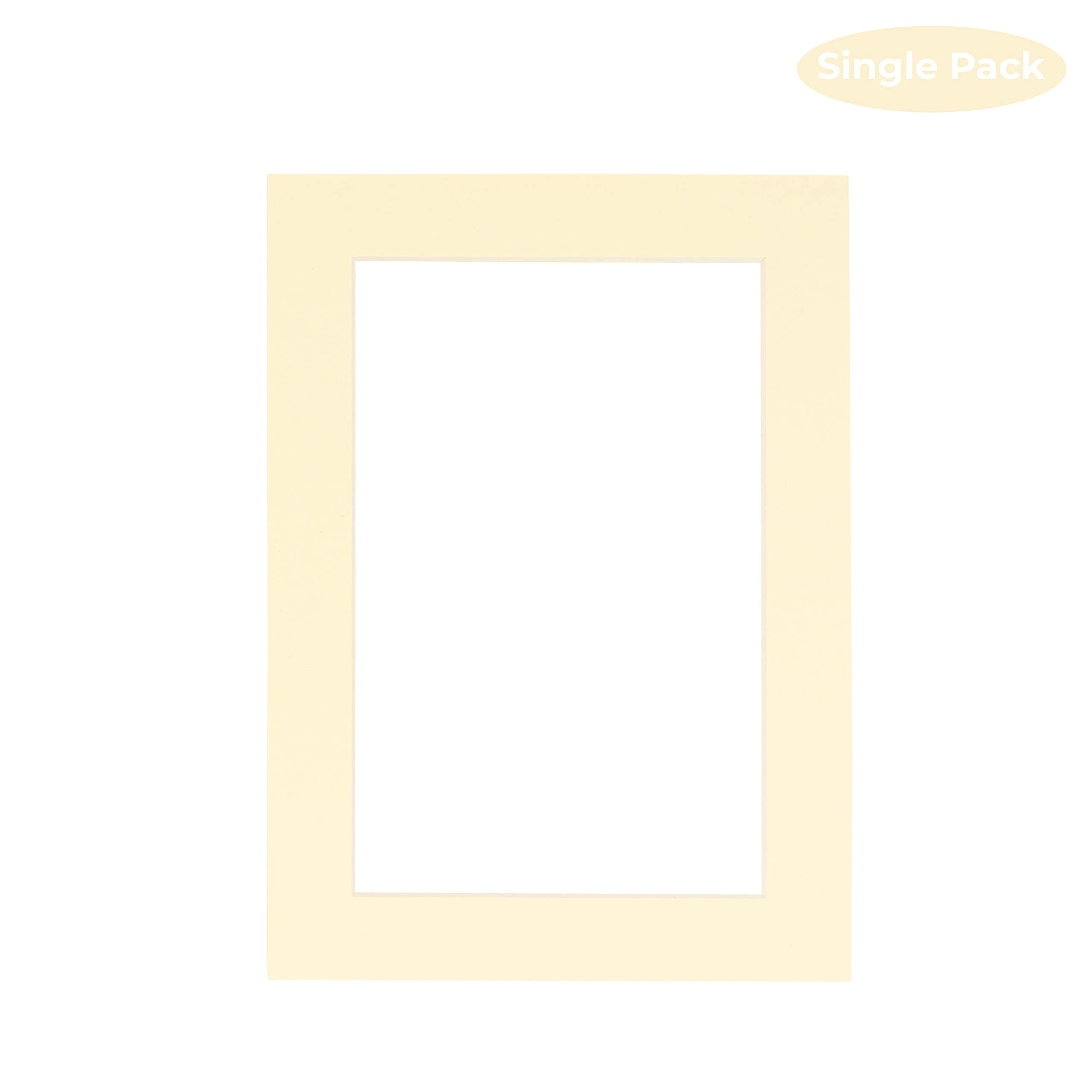 CountryArtHouse Soft Yellow Acid Free 12x16 Picture Frame Mats with White Core Bevel Cut for 8x10 Pictures - Fits 12x16 Frame - One Mat