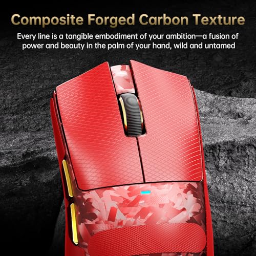 Image of ATTACK SHARK X11 Ultra 8K Carbon Fiber Tri Mode Wireless Gaming Mouse-Red | 42000 DPI-PAW3950 MAX Sensor-63g Lightweight,Nordic 54L15 MCU Chip,Wired /BT /2.4Ghz,100 Million Clicks,Programmable for PC Mac