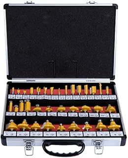 HSEAMALL 35PCS Router Bits Set,6.35mm 1/4 inch Shank TCT Tungsten Carbide Tipped Router Bit Set,Woodwooking Router Cutters