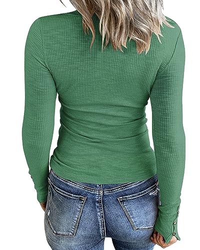 Image of KINLONSAIR Women Long Sleeve Henley Shirts Scoop Neck T-shirt Basic Tops