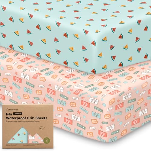 2-Pack Waterproof Bamboo Crib Sheets for Baby, 52x28
