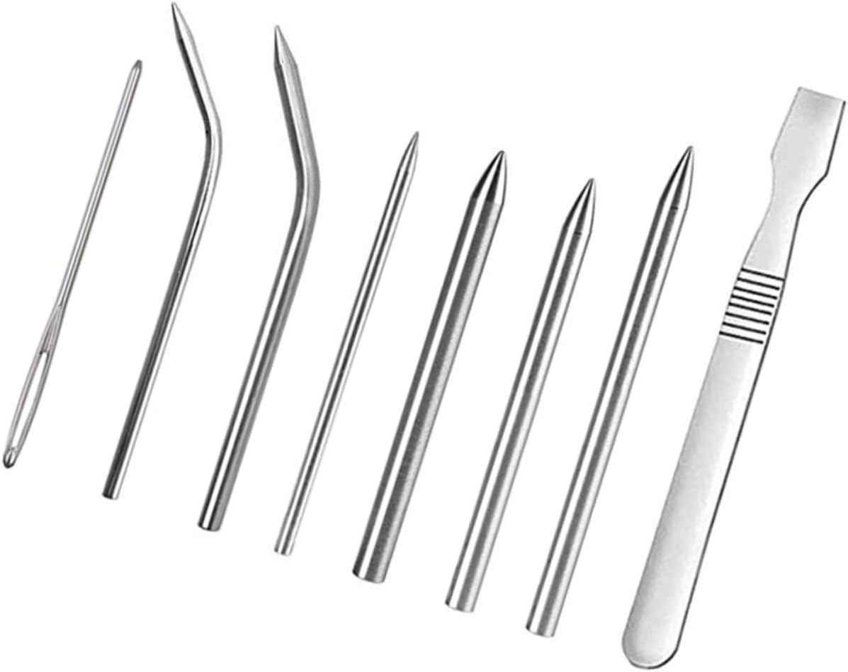 COOPHYA 9 in 1 Lacing Needles Set DIY Bracelet Weaving Tool 9 Pieces Metal Needle Kit for Jewelry Making