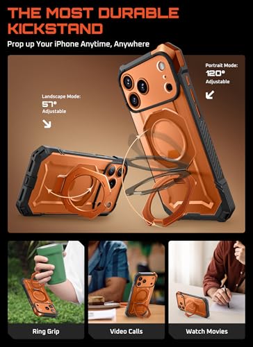 Image of SUPCASE for iPhone 17 Pro Max Case with Kickstand (Unicorn Beetle Grip), [Camera Control Cover] [Compatible with MagSafe] [Military-Grade Drop Protection] Heavy Duty Magnetic Phone Case, Coral