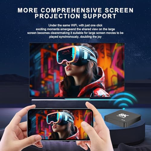 Image of GADGETSWEAR i96 Smart Android TV Box, 4K Ultra HD Streaming Media Player with Voice Remote, Android 14.0, 8GB RAM, 128GB Storage, Dual Band WiFi 5, Bluetooth 5.0, Free 1 Month Subscription