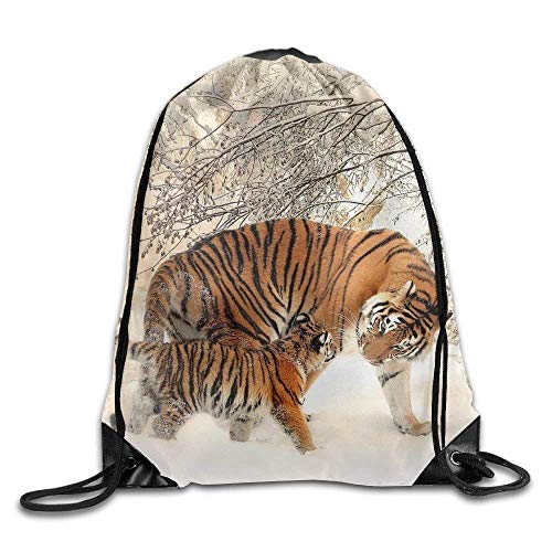 Preisvergleich Produktbild Rucksack, Unisex, großes Fassungsvermögen, Schnee-Tiger, wasserdicht, mit Kordelzug, Reiserucksack für Damen und Herren