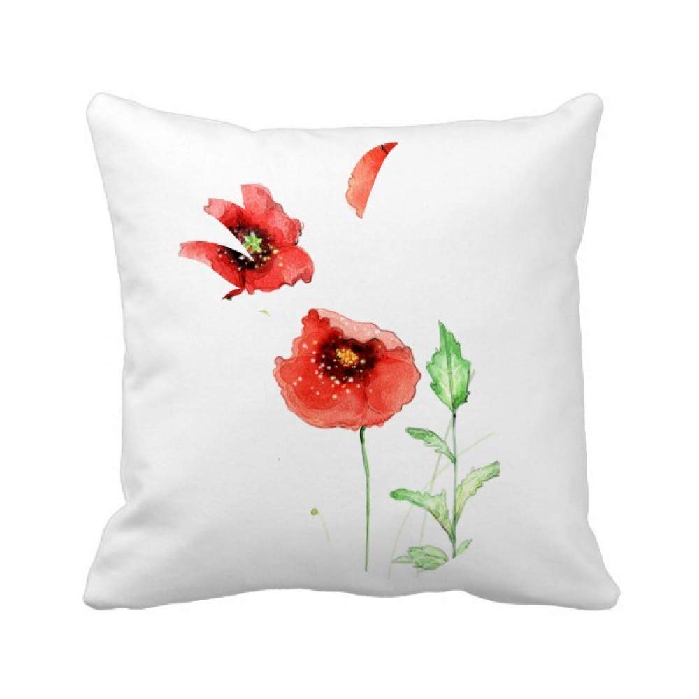 Coussin pavot rouge ananas aquarelle DIY taie carrée déco florale moderne