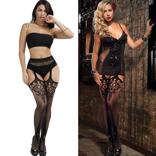 Image of Fishnet Stockings for Women With Stretch Waistband,Fishnets With Reinforced Toes, Fishnet Tights With High Elastic