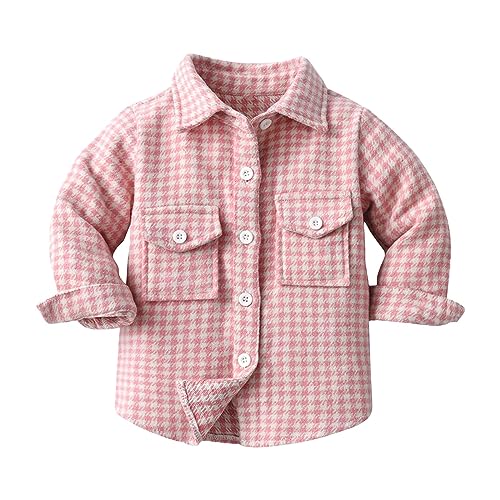 Boys Girls Plaid Jacket Long Sleeve Lapel Collar Single Breasted Cardigan Coat Fall Casual Tops with Pocket