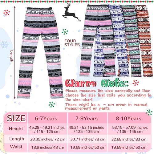 4 Pack Girls' Fleece Lined Leggings Winter Tights Pants Soft Warm Stretchy Pants2