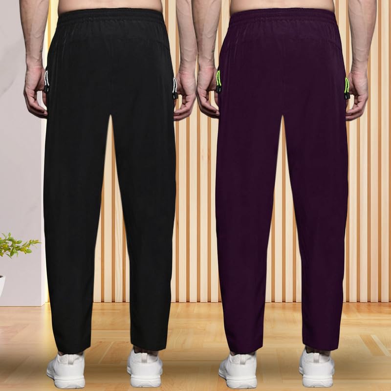 Image of Pinkmint Track Pant for Men ll Soild Track Pant ll Stretchable Regular Fit ll Yoga Wear ll Active wear (Pack of 2)