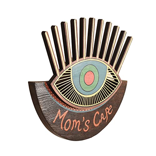 Image of AAKRITI ART CREATIONS Handcrafted Mom's Cafe Totem for Kitchen, Floral Art Wooden Wall Hanging Panel Set of 1, Multicolor Wall Decor Panel | Matte Finish Wooden | Home Decor for Kitchen, Dining Area
