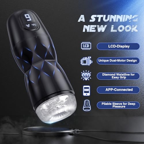 Image of Male Masturbator Men Sex Toy - EINSEO Male Sex Toys with Strong Vacuum Pump & 5 Sucking 9 Vibrating Modes, LCD Display Penis Pump Pocket Pussy for Man APP Control 3D Sleeve Pumps & Enlargers
