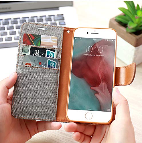 Image of ClickCase Canvas Series for Motorola Edge 60 Pro Cloth & Pu Leather Wallet Flip Case Kick Stand Magnetic Closure Flip Cover for Motorola Edge 60 Pro (Grey)