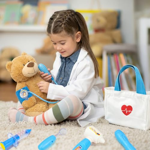 Image of Liberry Doctor Kit Toys for Toddlers Ages 3 4 5 with Light & Sound, Blue | Smooth Edges, Durable Plastic, Portable Medical Bag, Pretend Stethoscope, Educational Role Play, Birthday Gift for Boys Girls