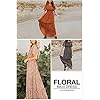 Women's Summer Dress for Women 2024 Spring Dress Short Flutter Sleeve Round Neck Casual Flowy Smocked Long Floral Maxi Dress Caramel M