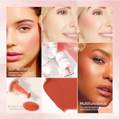 Liquid Blush 20ml Matte Velvet Blush Nude,Long Lasting Colour Mist Blush,Lip and Cheek Blush Tint,Liquid Blush Makeup,Lightweight Moisturizing Beauty Makeup for Cheeks - Image 7