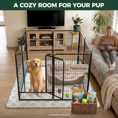 Image of FXW Rollick Dog Playpen with Washable Pee Pad, 40 inchH, 8 Panels