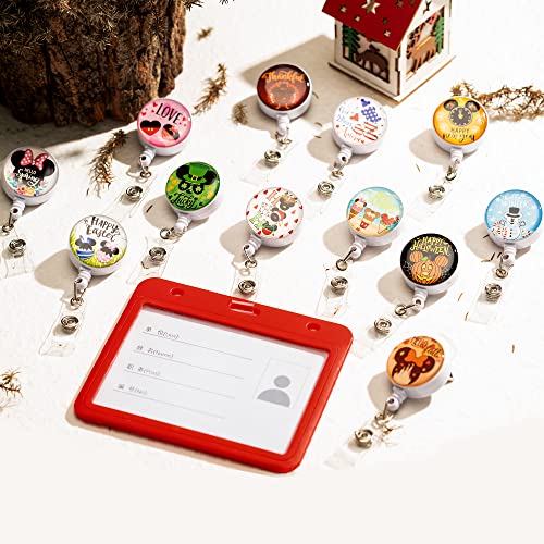 Eartim 12Pcs Holiday Nurse Badge Reel Retractable Cartoon Mouse Seasonal Holiday Badge Reel Holder With Alligator Clip Fall Halloween Christmas Gift For Nurse Women Student Doctor Badge Id Holder Clip #TOP3