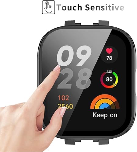 Miniatura 5 de Paquete de 2 Funda con protector de pantalla de vidrio templado compatible con xiaomi redmi Watch 3, dureza 9H de 360, funda protectora ultrafina de