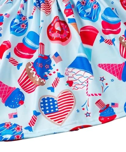 Generic Girls Fourth of July Dress, Ruffle Sleeve, Independence Day, Youth Sizes, Blue3