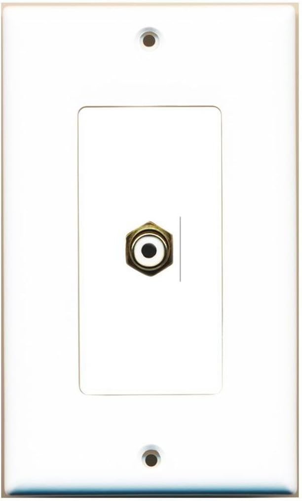 RiteAV - 1 RCA White for Subwoofer Audio Port Wall Plate Decorative - White