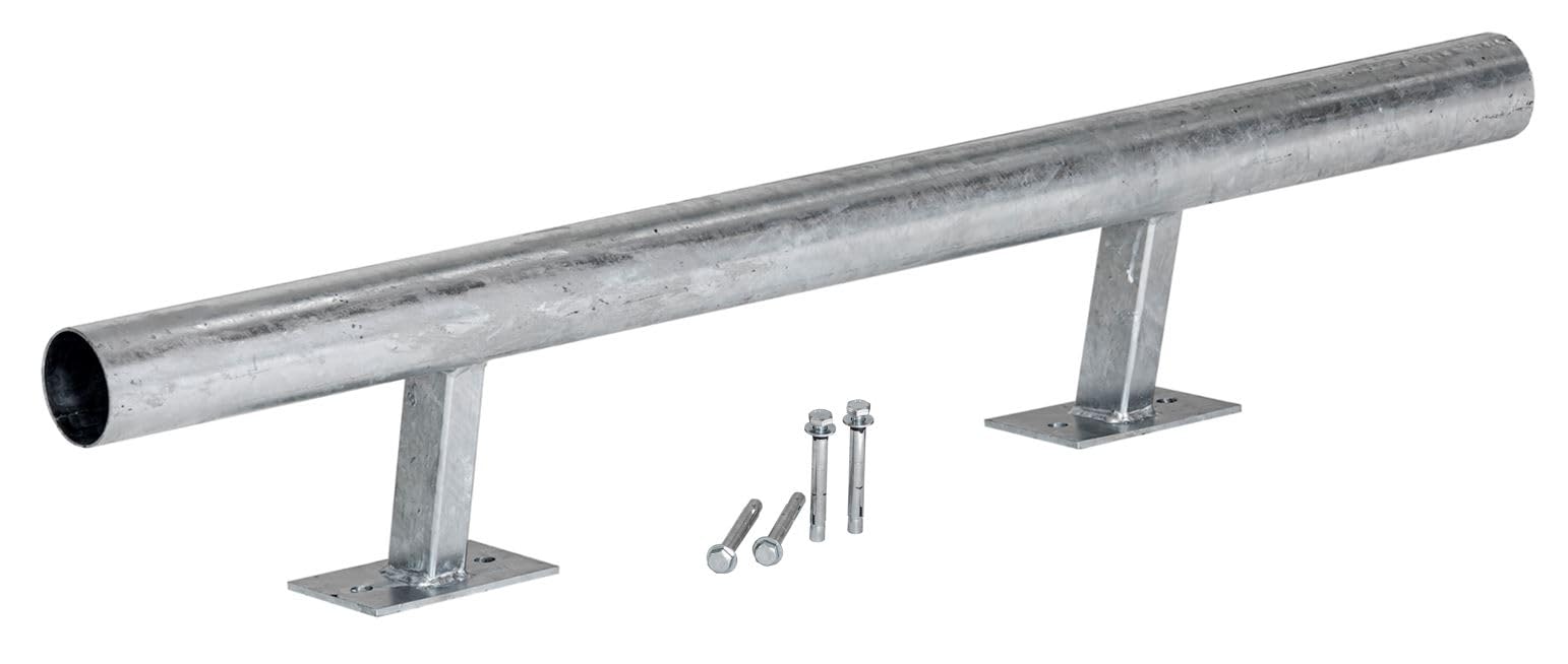 Tope de Ruedas para Aparcamiento - Barrera Parking Antigolpes - Acero Galvanizado - 120 cm - Anclajes Incluidos