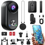 OBEST Action Cam 4K Bildstabilisierung WiFi Action Kamera Stabilisator Wasserdicht Mini Bodycam Körperkamera Unterwasserkamera, Motorrad Helmkamera Vlog POV Camera Reiter Sportkamera Zubehö Schwarz