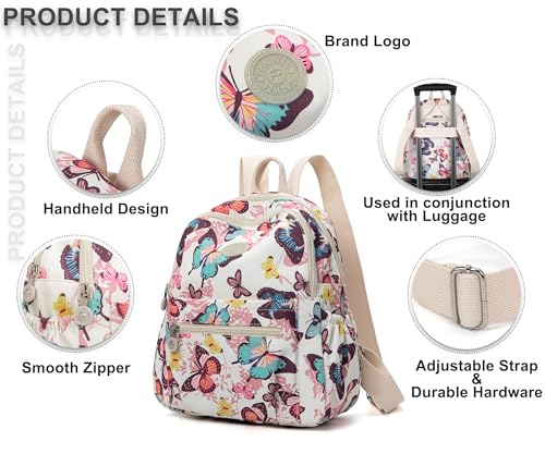 Image of Pealwel Mini Backpack Purse for Women,Small Nylon backpacks for Ladies Backpacks Women Anti Theft Travel Bag (Butterfly)