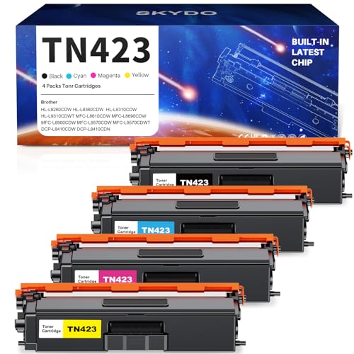 Palmtree TN423 Lot de 4 Cartouches de Toner Compatible pour Brother TN