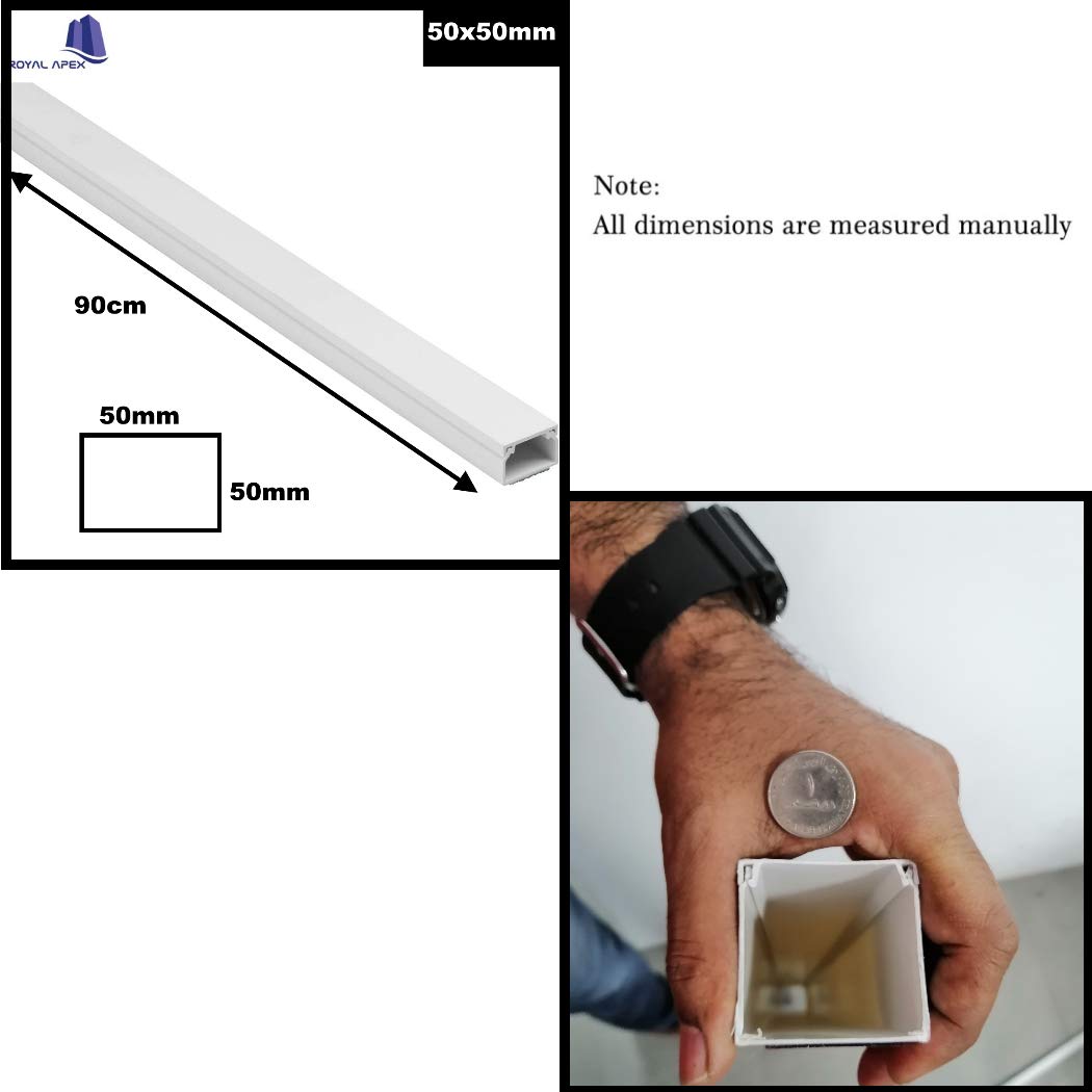 Royal Apex 90cm Length 50x50mm Square Cable Box PVC Trunking White Wall