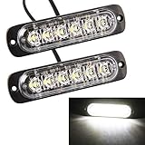 POOPEE ledデイライト 防水 ホワイト 12V 24V車兼用 防塵 耐衝撃 6連 DRL 超薄型 デイタイムランニングライト 左右セット