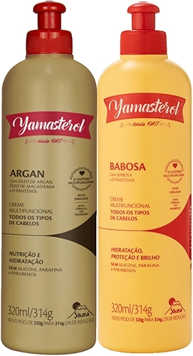 Kit Yamasterol Creme Multifuncional Argan + Babosa Capilar Hidratação Brilho Yama Profissional 320ml