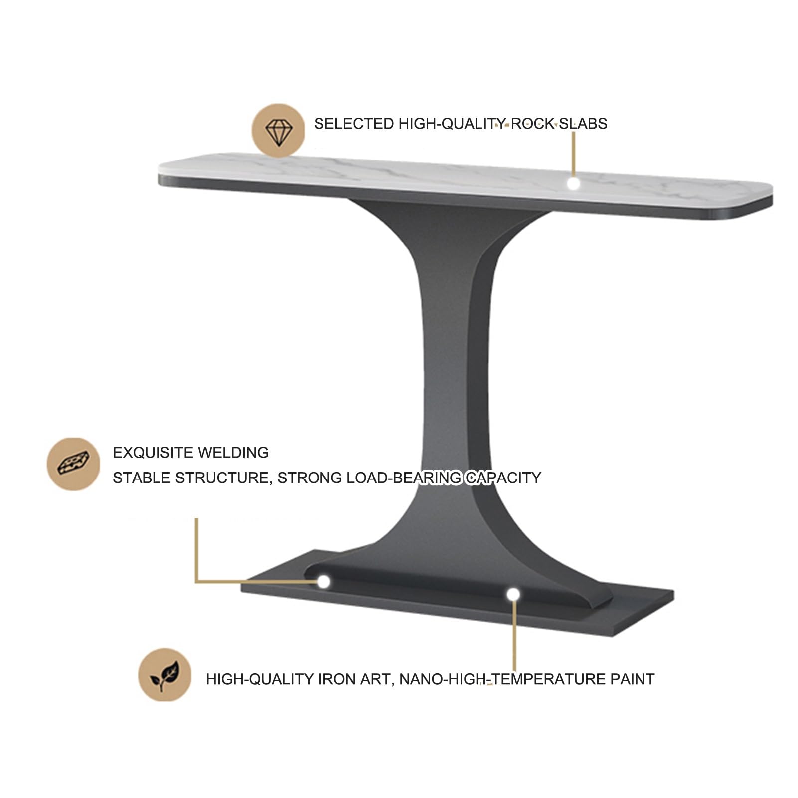 Console d'entrée, Table Console Moderne, Table d'appoint étroite avec Structure en métal, pour entrée, Couloir, Salon, Facile à Assembler (A, 150 cm/59 po)