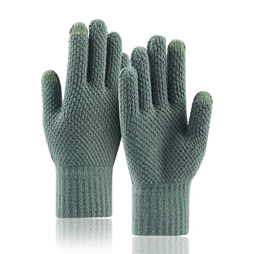Thermohandz - Guantes térmicos de invierno, resistentes al viento, guantes de invierno para hombre, con pantalla táctil, guantes de conducción para trabajo, ciclismo, correr, equitación, color verde,
