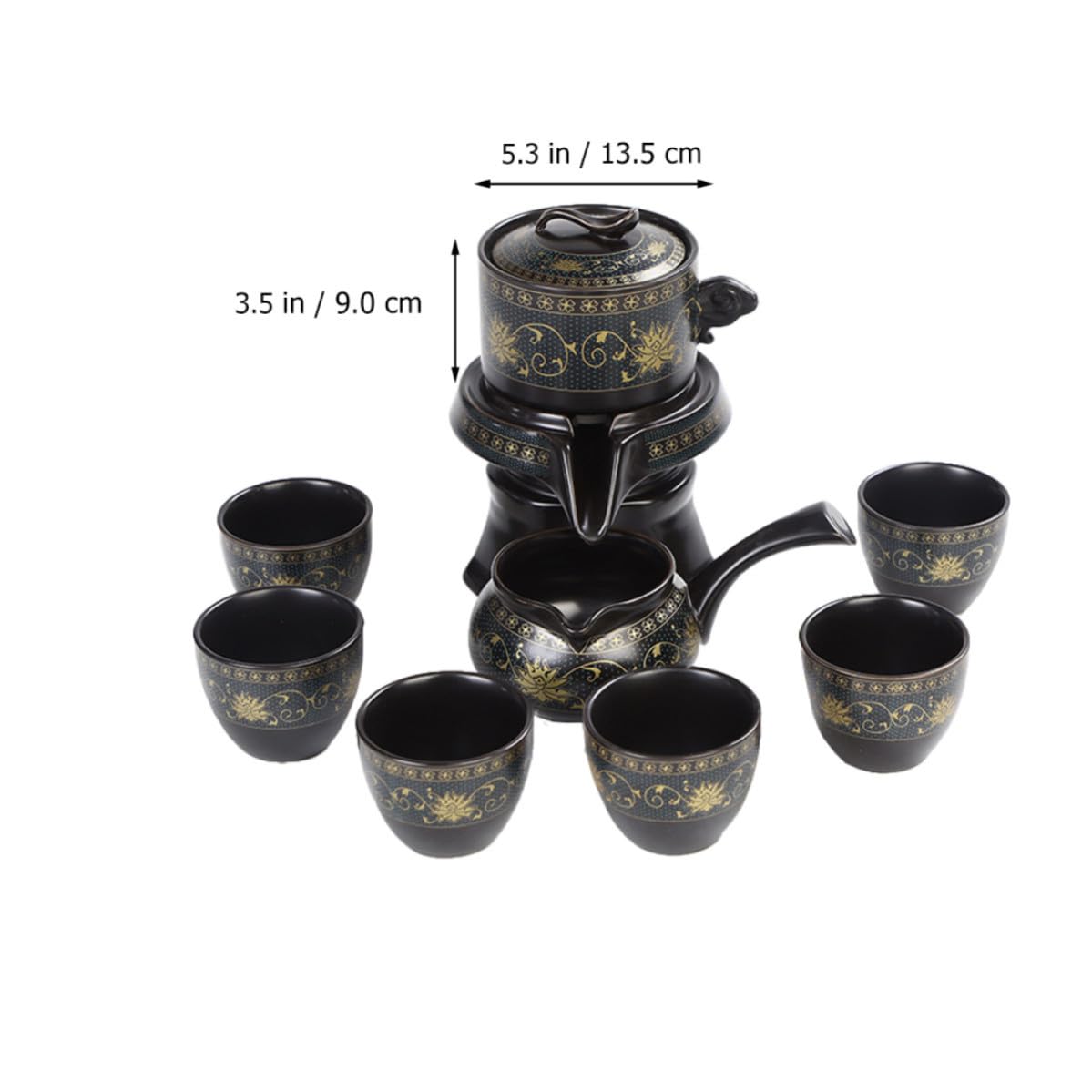POPETPOP Juego de Tetera de Cerámica Clásica Taza para Oficina y Hogar, Diseño Semi-automático y Uso Múltiple, Set de Porcelana Elegante para Aficionados al Té