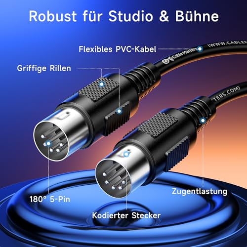Cable Matters 2er-Pack 5-poliges DIN MIDI Kabel 0,9m, 5-poliges MIDI Kabel - 0,9 Meter