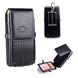 Hengwin PU Leather Cell Phone Belt Case for Samsung Galaxy S21+ S20+ S10+ S9+ A52 A22 A10s J7 LG W10 Moto G Power iPhone 11 12 Pro Max XR 6s Plus Holster Pouch with Belt Clip Loop Card Holder (Black)